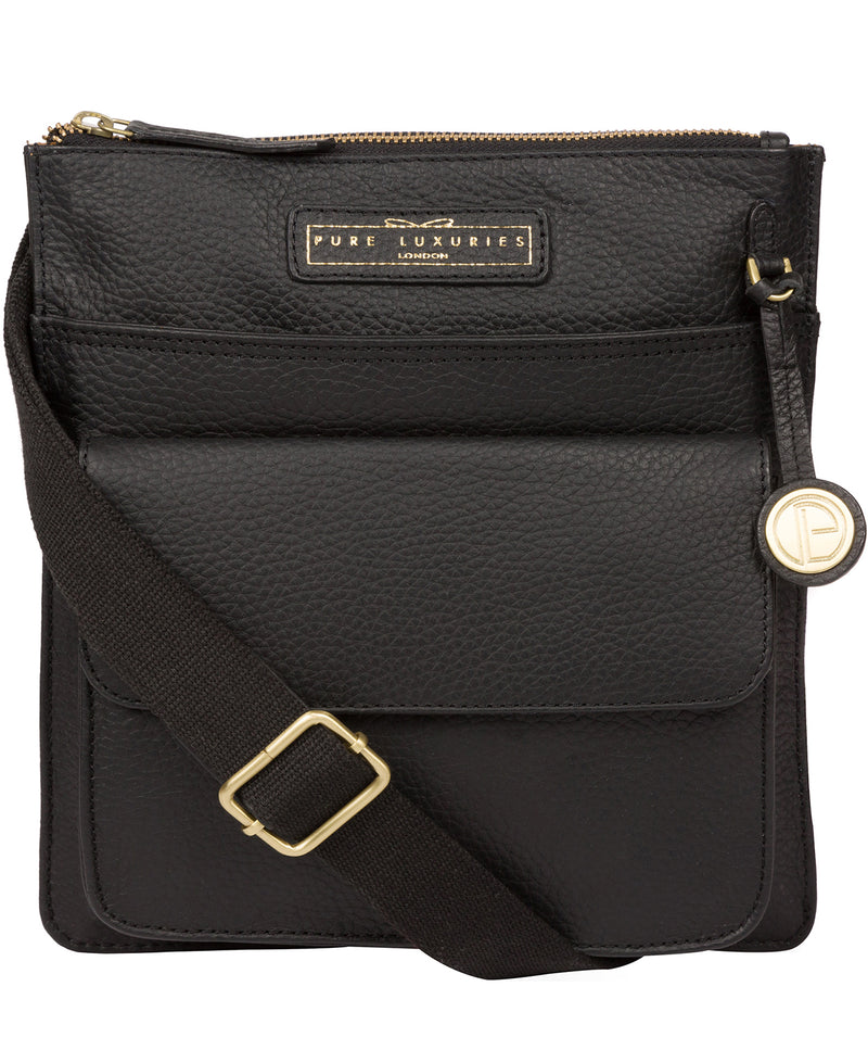 'Tenby' Black & Gold Leather Cross Body Bag image 1