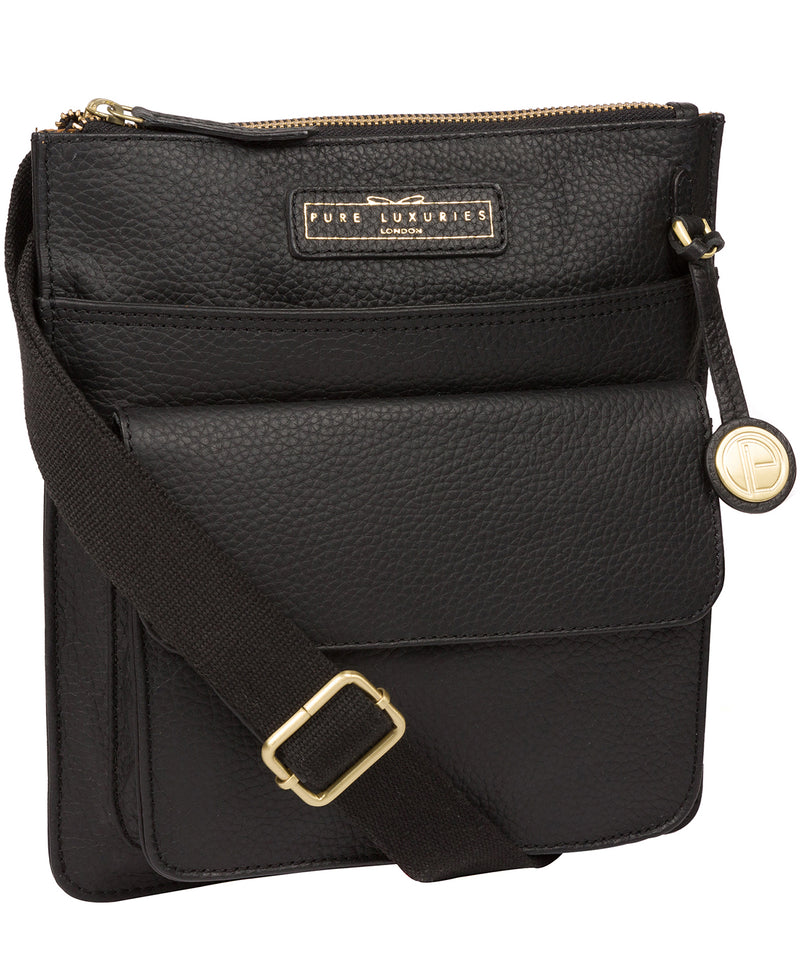 'Tenby' Black & Gold Leather Cross Body Bag image 3