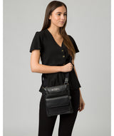 'Tenby' Black & Silver Leather Cross Body Bag Pure Luxuries London