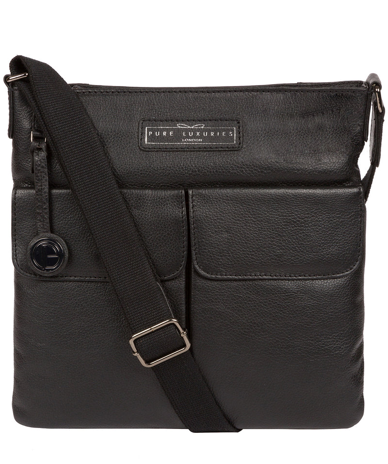'Barnwell' Black & Silver Leather Cross Body Bag image 1