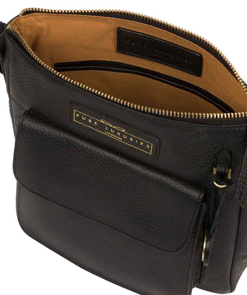 'Mayfield' Black & Gold Leather Cross Body Bag image 4