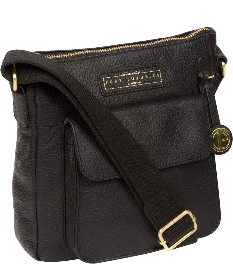'Mayfield' Black & Gold Leather Cross Body Bag image 5