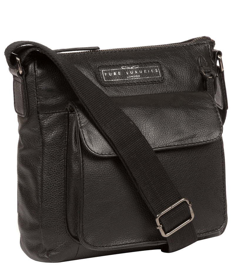 'Mayfield' Black & Silver Leather Cross Body Bag image 5