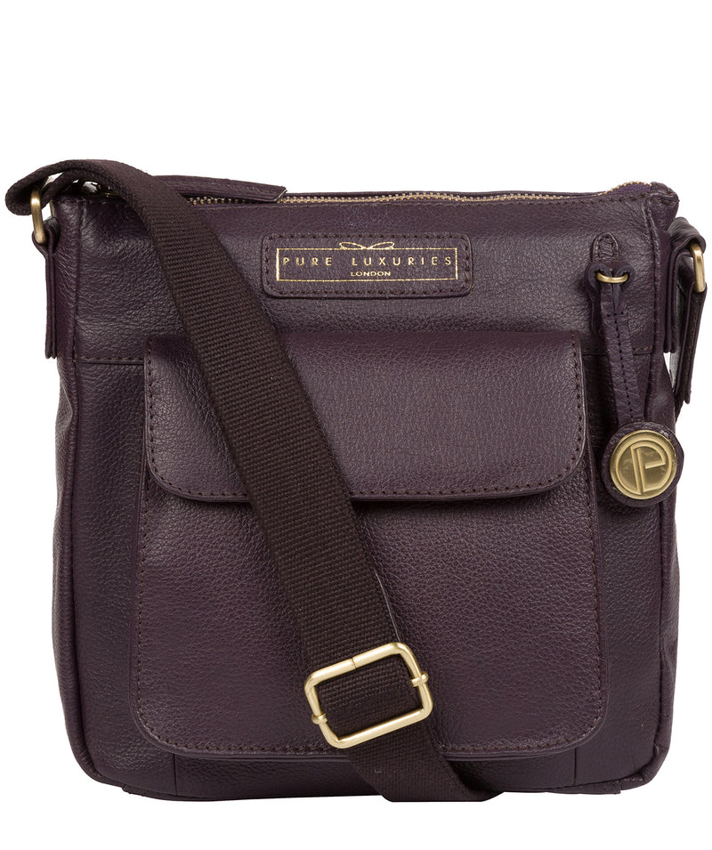 'Mayfield' Plum Leather Cross Body Bag image 1