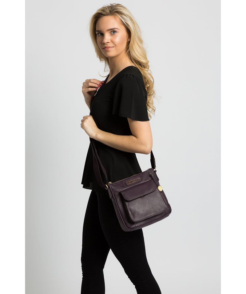 'Mayfield' Plum Leather Cross Body Bag Pure Luxuries London