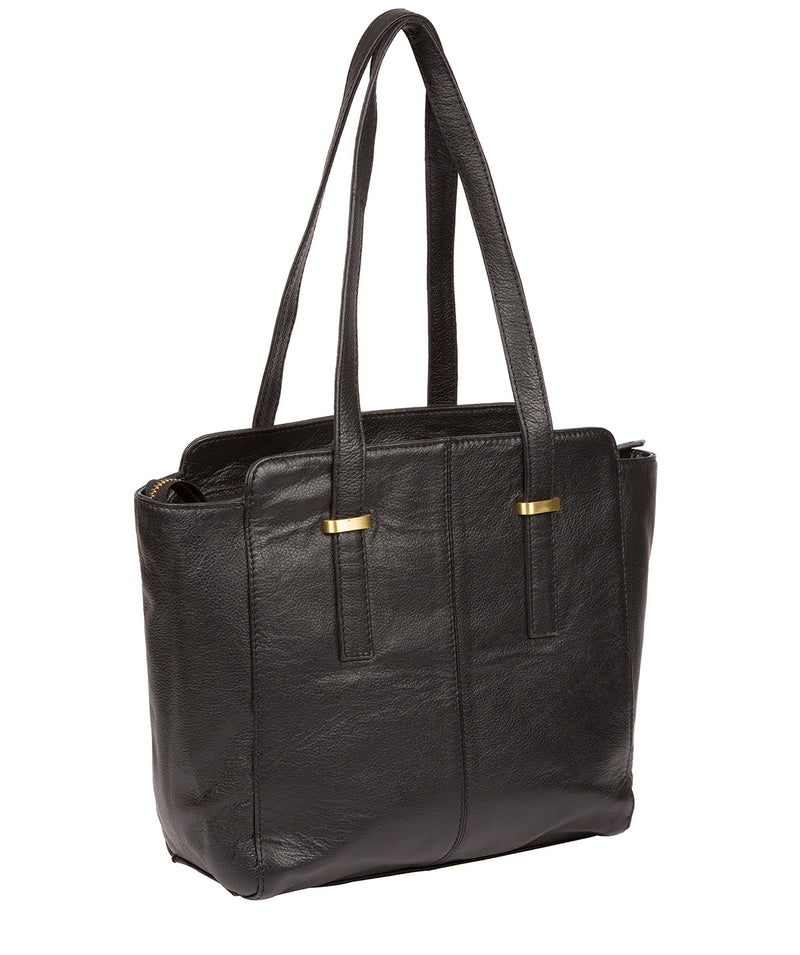 'Bramhall' Black & Gold Leather Handbag Pure Luxuries London