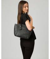 'Bramhall' Black & Silver Leather Handbag image 2
