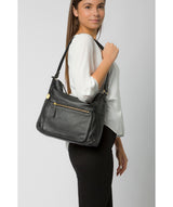'Tadley' Black & Gold Leather Shoulder Bag image 2