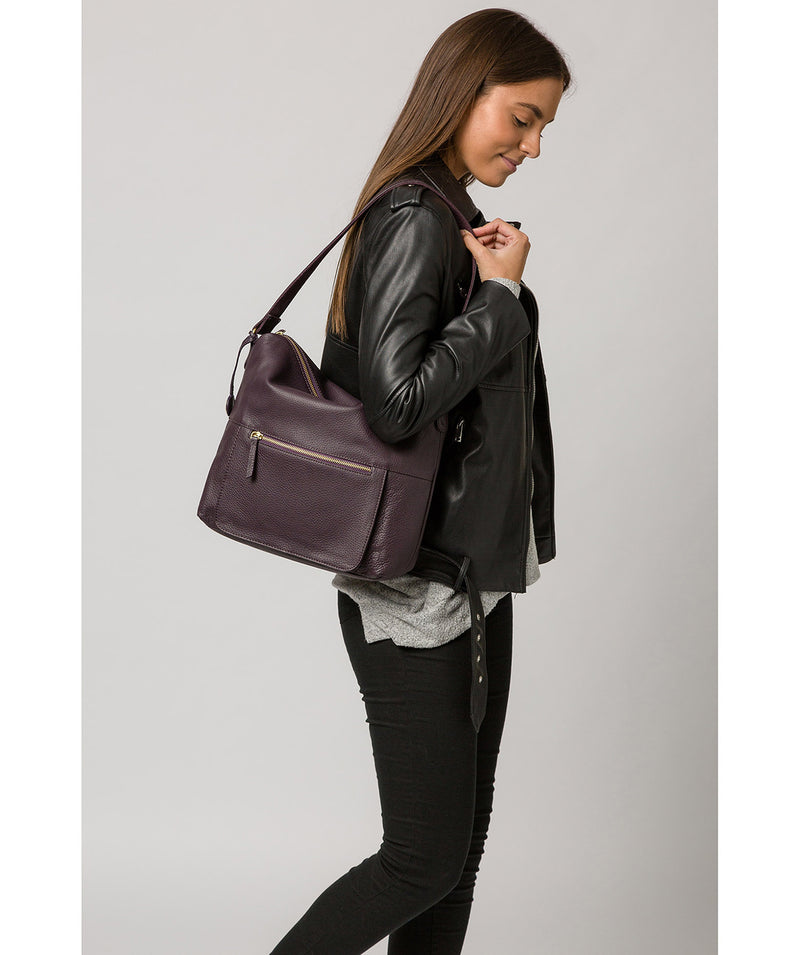 'Tadley' Plum Leather Shoulder Bag image 2