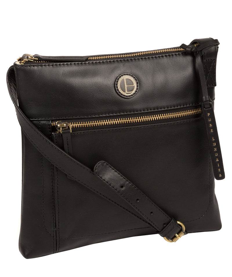 'Valley' Vintage Black Leather Cross Body Bag Pure Luxuries London
