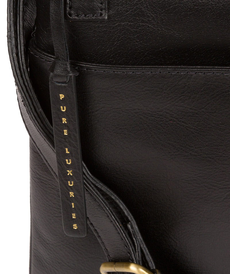 'Foxton' Vintage Black Leather Cross Body Bag image 5