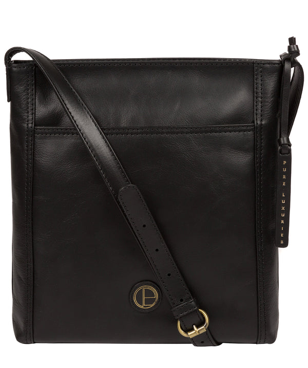 'Plumpton' Vintage Black Leather Cross Body Bag image 1