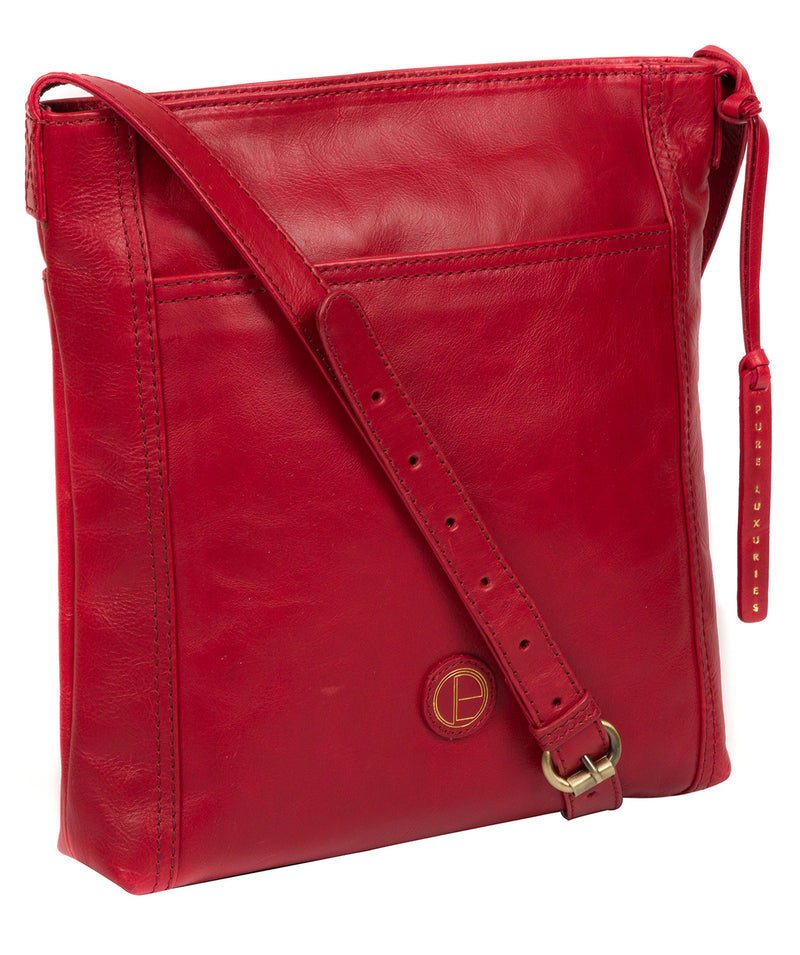 'Plumpton' Vintage Red Leather Cross Body Bag Pure Luxuries London