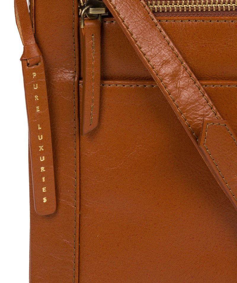 'Bray' Vintage Dark Tan Leather Cross Body Bag Pure Luxuries London