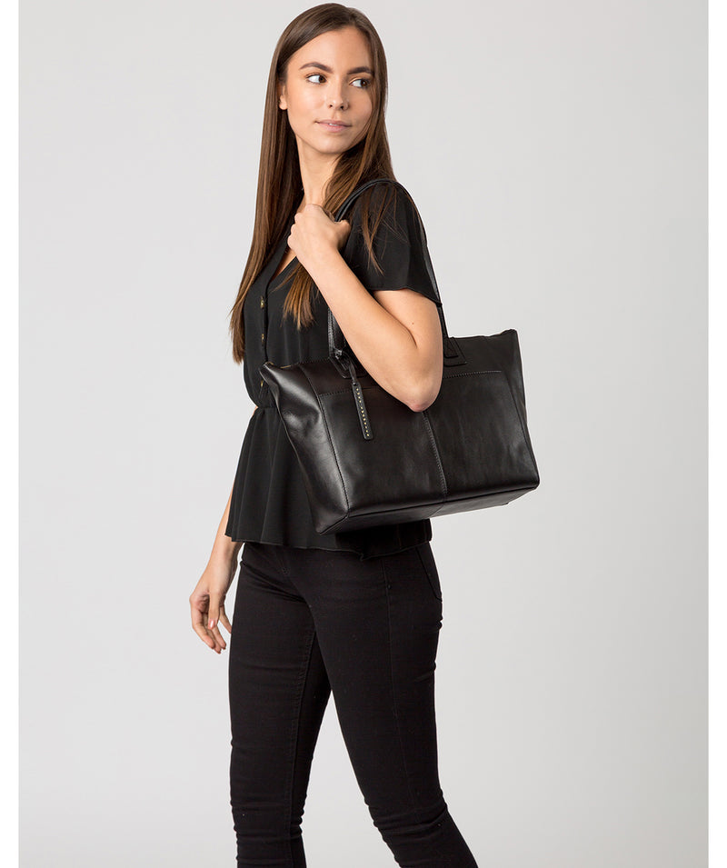 'Gwent' Black Leather Tote Bag Pure Luxuries London