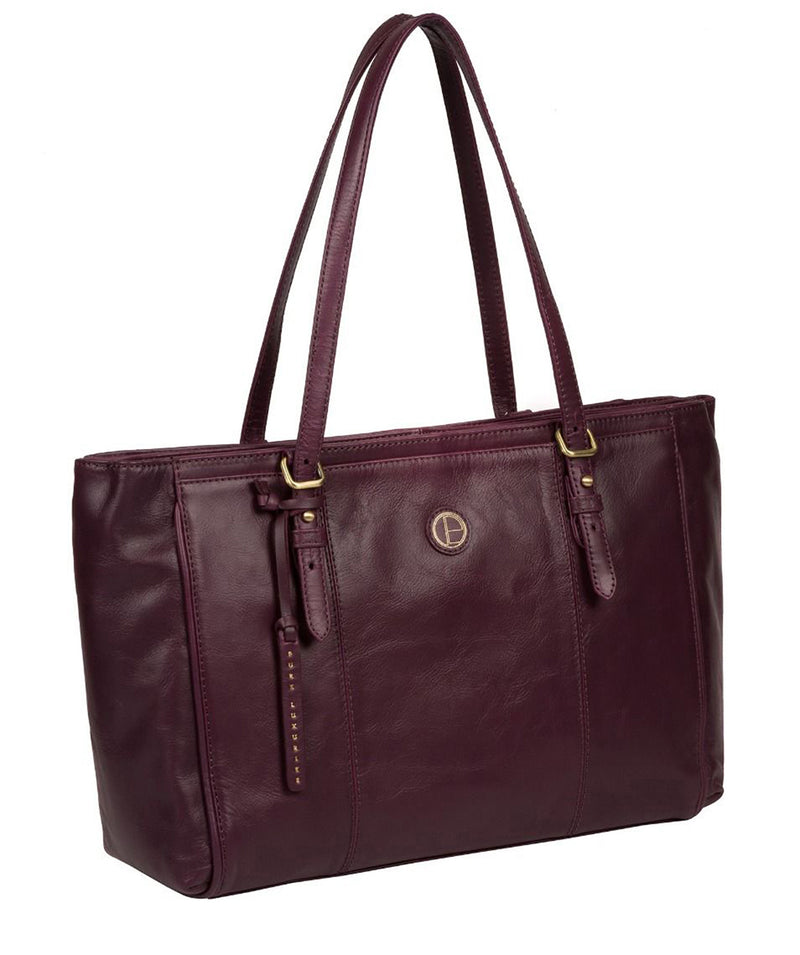 'Wollerton' Blackberry Leather Tote Bag image 5