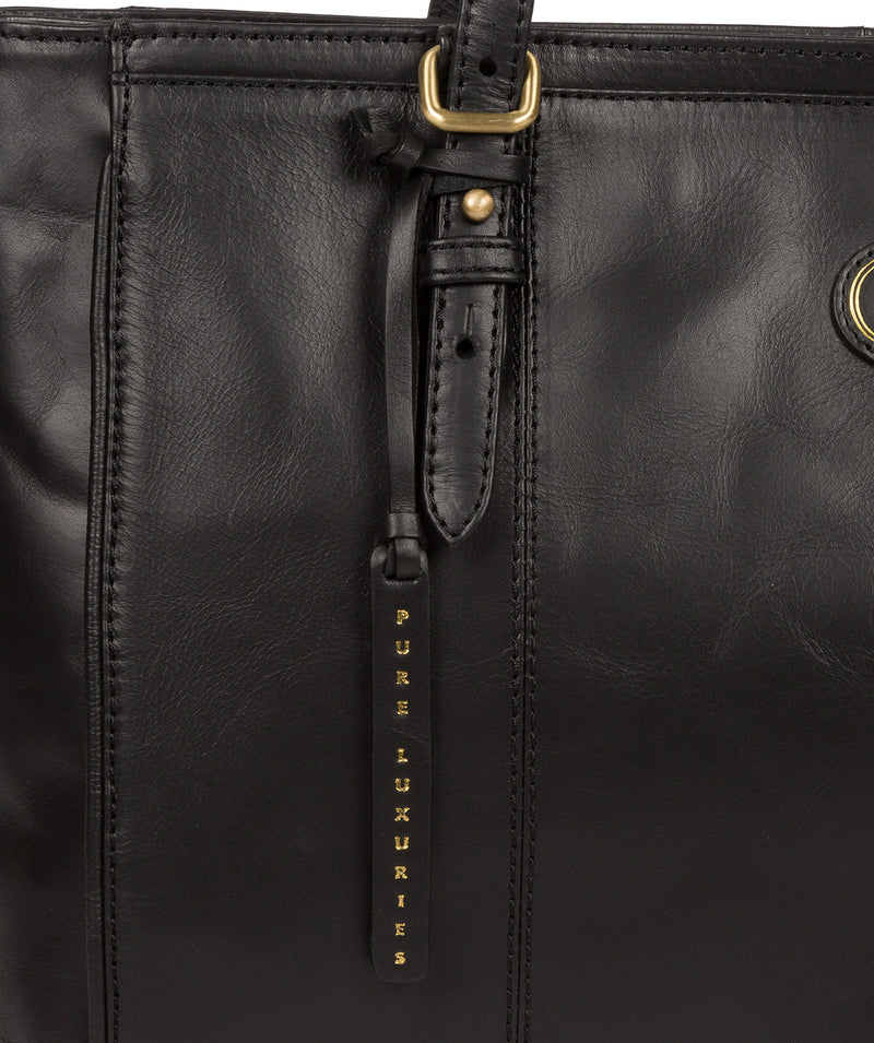 'Wollerton' Vintage Black Leather Tote Bag image 7