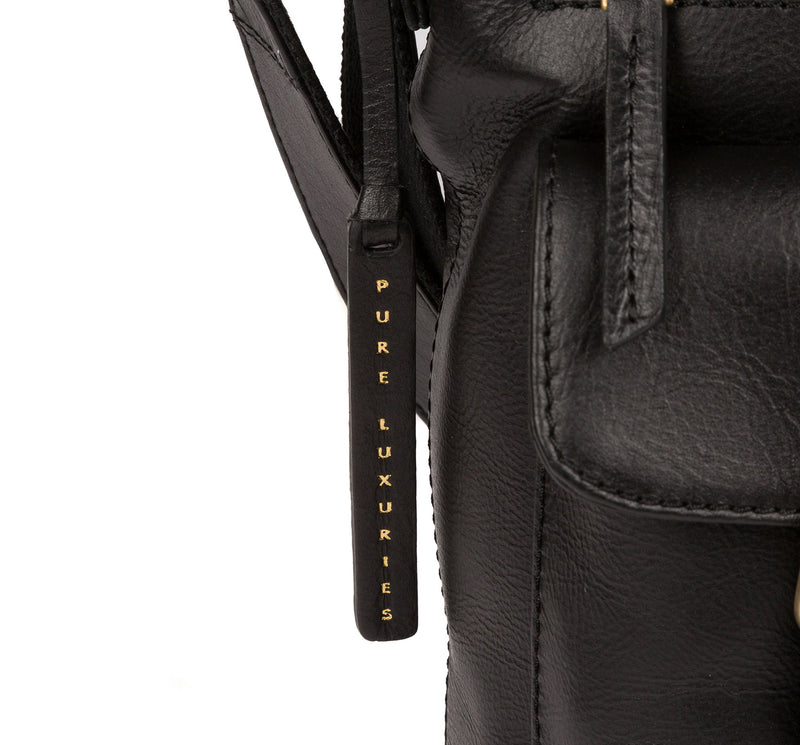 'Cleeton' Vintage Black Leather Shoulder Bag image 6