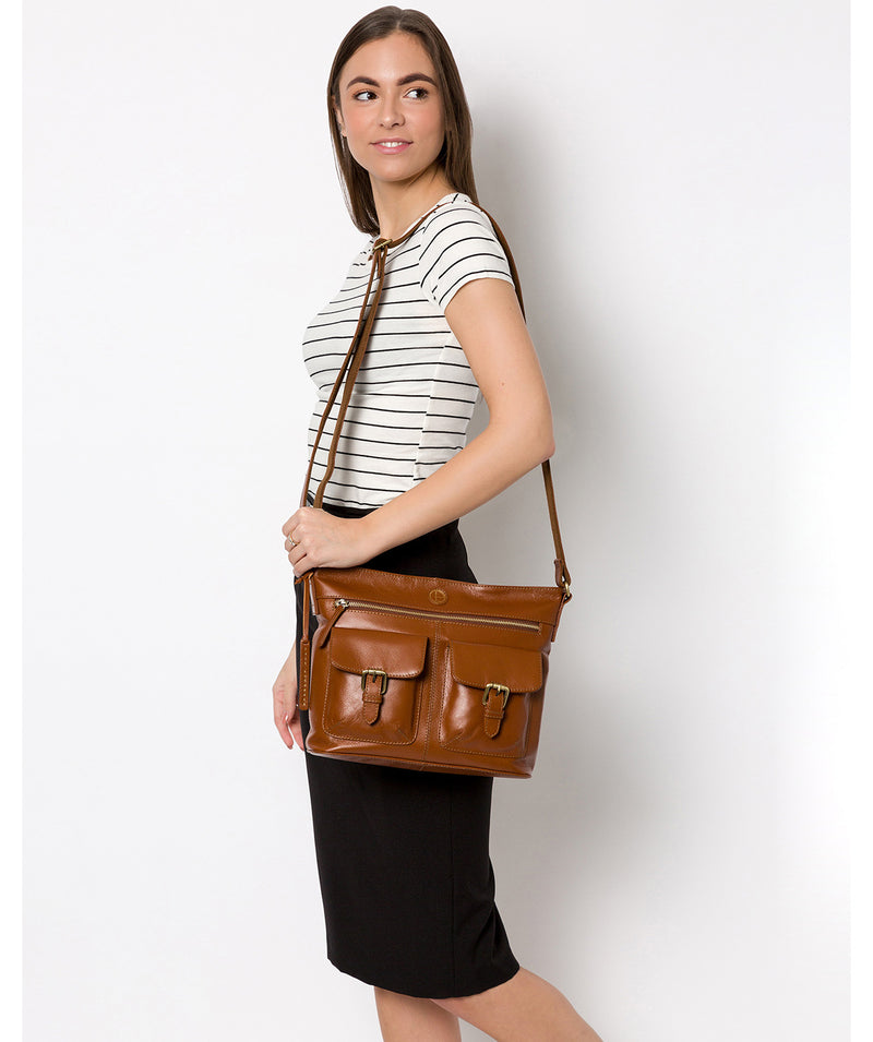 'Cleeton' Vintage Dark Tan Leather Shoulder Bag image 2