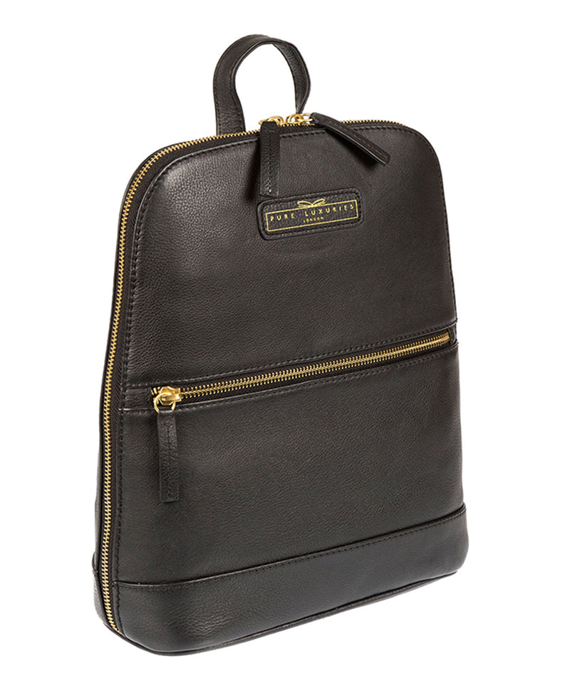 'Ava' Black Cowhide Leather Backpack