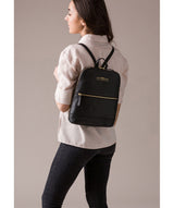 'Ava' Black Cowhide Leather Backpack