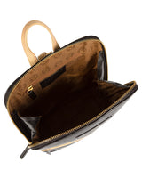 'Ava' Black & Champagne Trim Cowhide Leather Backpack