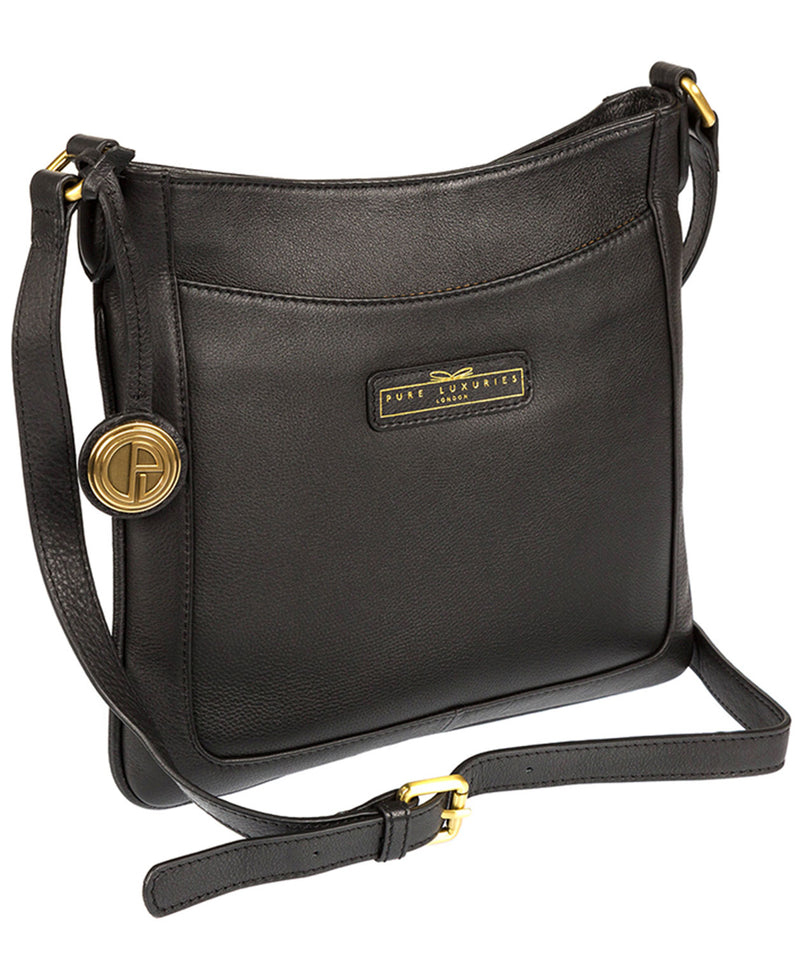 'Kara' Black Leather Cross Body Bag