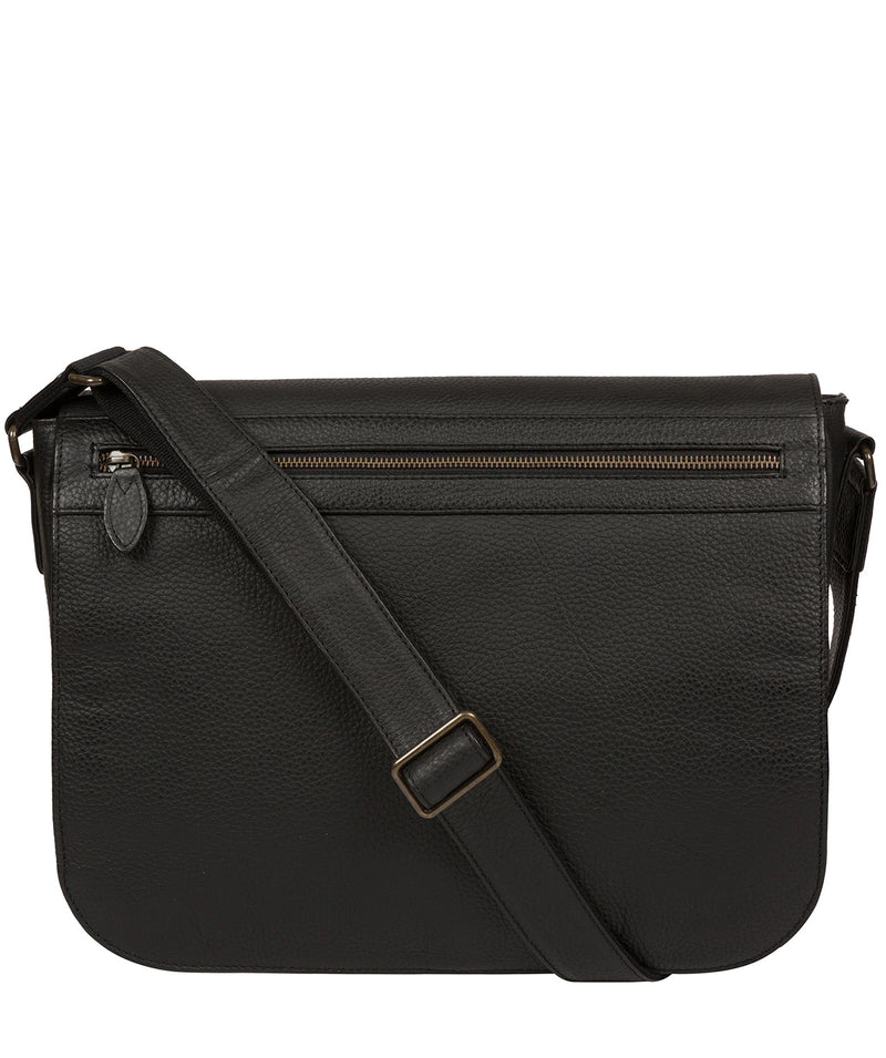 'Lawrence' Black Leather Messenger Bag