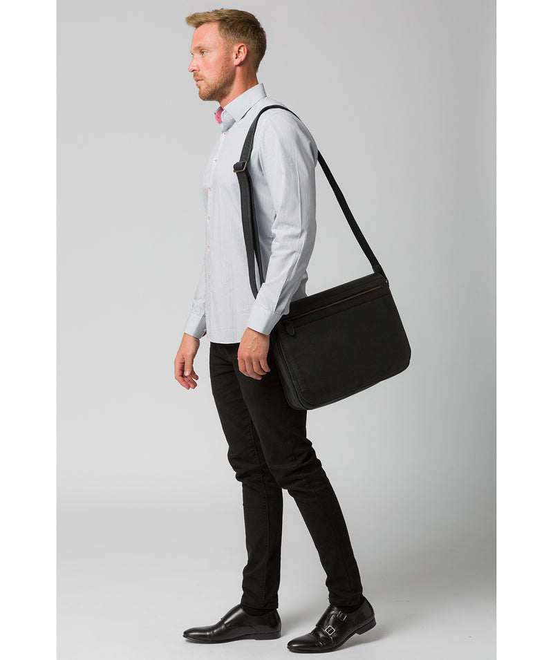 'Lawrence' Black Leather Messenger Bag Pure Luxuries London
