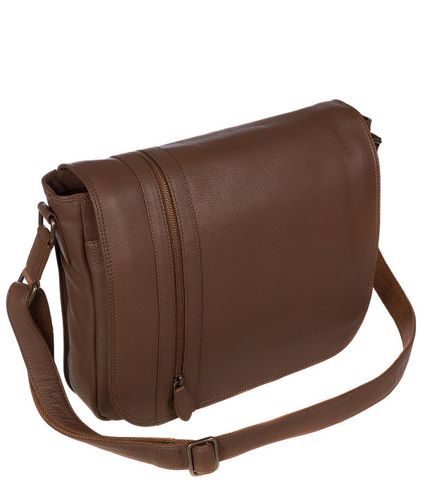 'Byron' Dark Chestnut Natural Leather Messenger Bag
