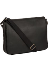 'Keats' Black Leather Messenger Bag Pure Luxuries London