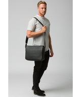 'Keats' Black Leather Messenger Bag image 2