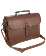 'Wallace' Dark Chestnut Natural Leather Briefcase Pure Luxuries London