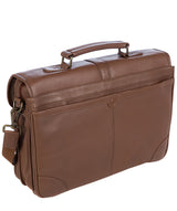 'Wallace' Dark Chestnut Natural Leather Briefcase Pure Luxuries London