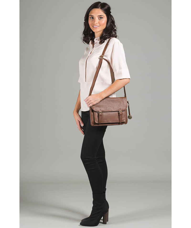 'Alba' Tan Pebbled Cowhide Leather Small Satchel