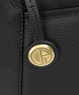 'Alnwick' Black Leather & Gold-Coloured Detail Small Tote