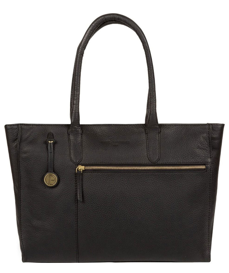 'Bexley' Black Leather & Gold-Coloured Detail Leather Tote Bag