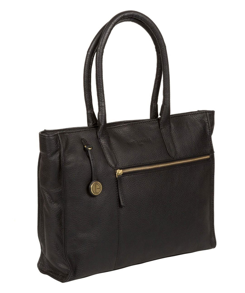 'Bexley' Black Leather & Gold-Coloured Detail Leather Tote Bag