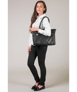 'Bexley' Black Leather & Gold-Coloured Detail Leather Tote Bag image 2