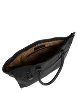 'Bexley' Black Leather & Platinum-Coloured Detail Leather Tote Bag