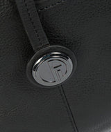 'Cheadle' Black Leather & Platinum-Coloured Detail Handbag