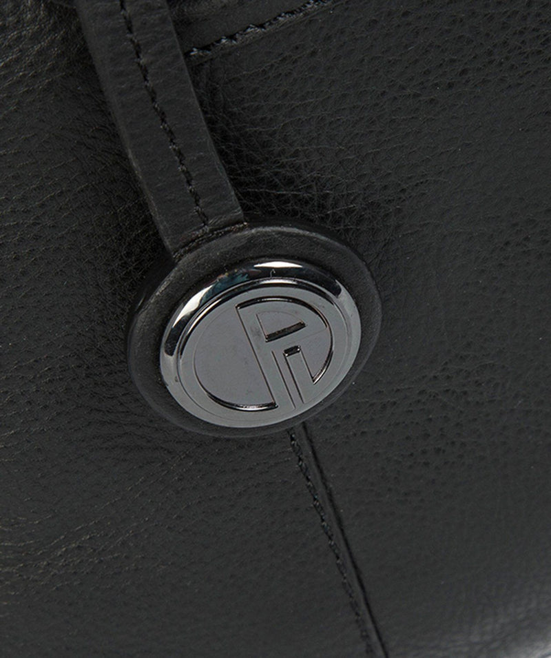 'Cheadle' Black Leather & Platinum-Coloured Detail Handbag