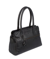 'Darley' Black Leather & Platinum-Coloured Detail Handbag