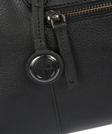 'Darley' Black Leather & Platinum-Coloured Detail Handbag