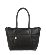 'Eton' Black & Platinum-Coloured Detail Leather Tote Bag