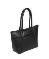 'Eton' Black & Platinum-Coloured Detail Leather Tote Bag