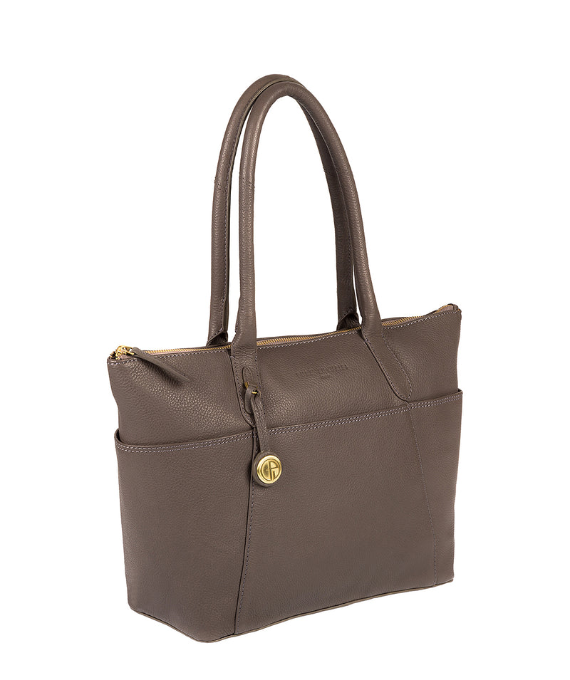 'Eton' Grey & Gold-Coloured Detail Leather Tote Bag