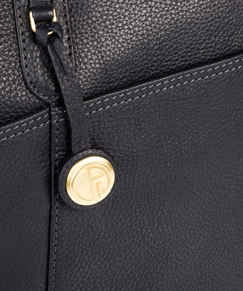 'Eton' Navy & Gold-Coloured Detail Leather Tote Bag