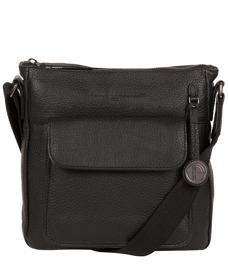 'Fleet' Black & Platinum Leather Cross Body Bag