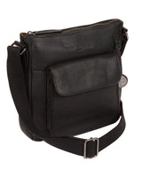 'Fleet' Black & Platinum Leather Cross Body Bag